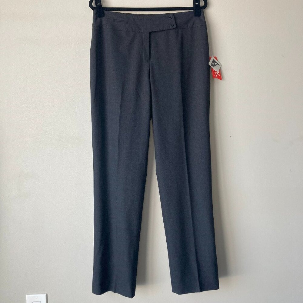 Anne Klein Gray Stretch Wool Blend Straight Leg Dress Pants Trousers‎ Womens 10